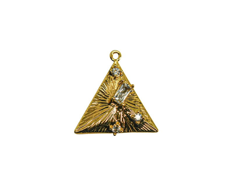 Подвеска треугольник с фианитами цвет золото 16мм Золотой